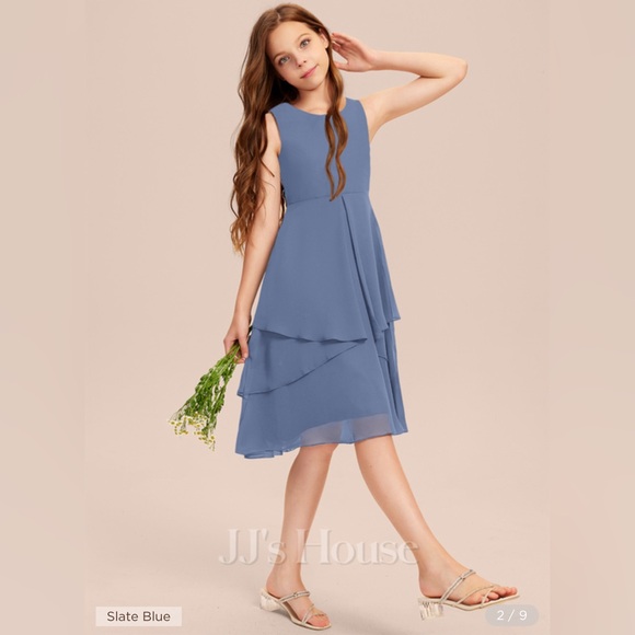 Slate Blue Dress, size J14 - Picture 2 of 8